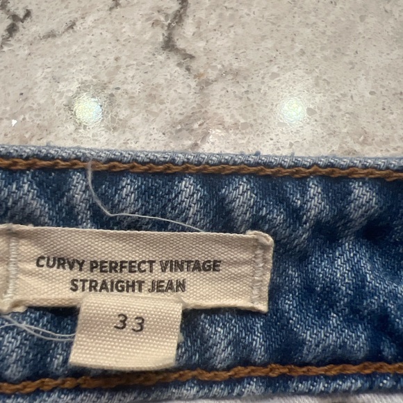 Madewell Perfect Vintage Straight Jeans 100% Cotton Rigid Denim   Size 33 - Picture 9 of 12